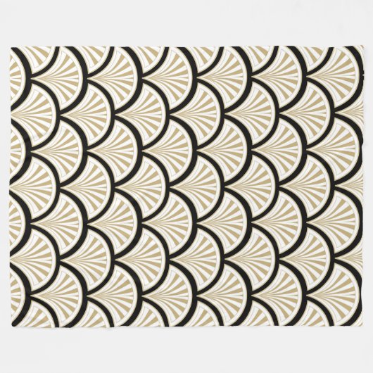 Schwarz-Beige-Deko-Blumenmuster Fleecedecke (Vorderseite (Horizontal))