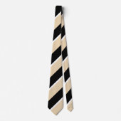 Schwarz & Beige Diagonal gestreift Moderne Elegant Krawatte (Vorderseite)