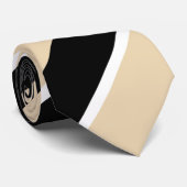 Schwarz & Beige Diagonal gestreift Moderne Elegant Krawatte (Gerollt)