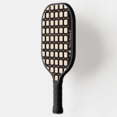Schwarz-Beige Geometrisches Muster Modernes Monogr Pickleball Schläger (Links)
