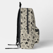 Schwarz & Beige Hand Dragezeichnetes Tattoo-Muster Bedruckter Rucksack (Links)