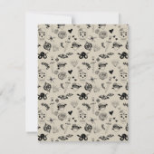 Schwarz & Beige Hand Dragezeichnetes Tattoo-Muster Mitteilungskarte (Rückseite)