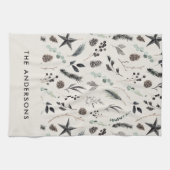 Schwarz-Beige moderne Skandale elegante Drehbuch W Geschirrtuch (Horizontal)