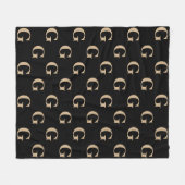 Schwarz-Beige-Monogramm-Muster Fleecedecke (Vorderseite (Horizontal))
