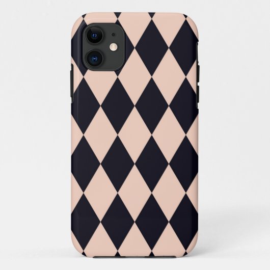 Schwarz-Beige Raute Diamantstrichmuster Case-Mate iPhone Hülle (Rückseite)