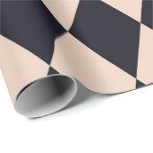 Schwarz-Beige Raute Diamantstrichmuster Geschenkpapier (Rolleneckpunkt)