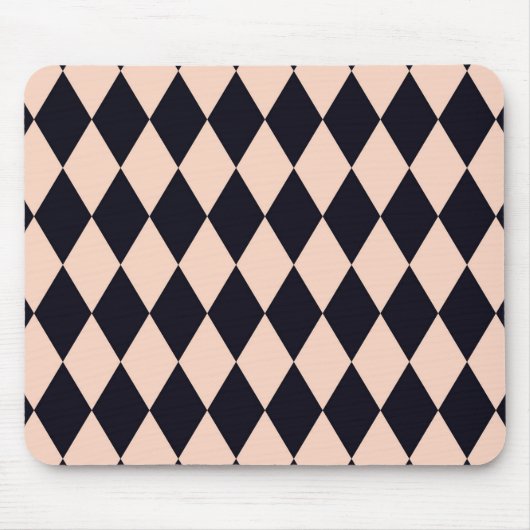 Schwarz-Beige Raute Diamantstrichmuster Mousepad (Vorne)