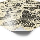 Schwarz-Beige, Schmetterlinge, Vintag, Shabby Chic Fotodruck (Ecke)