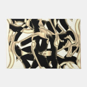 Schwarz-Beige-Schrott, zerstörte Bänder auf klarem Fußmatte (Vorderseite)