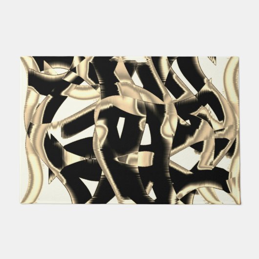 Schwarz-Beige-Schrott, zerstörte Bänder auf klarem Fußmatte (Vorderseite)