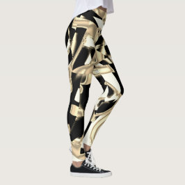 Schwarz-Beige-Schrott, zerstörte Bänder auf klarem Leggings