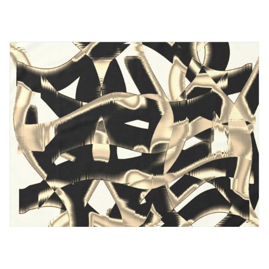 Schwarz-Beige-Schrott, zerstörte Bänder auf klarem Tischdecke (Vorderseite (Horizontal))