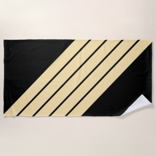 Schwarz Beige Streifen 70er 80er Retro Racing Stre Strandtuch