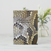 Schwarz-Beige-Tiermuster Schlangendruck Einladung (Stehend Vorderseite)