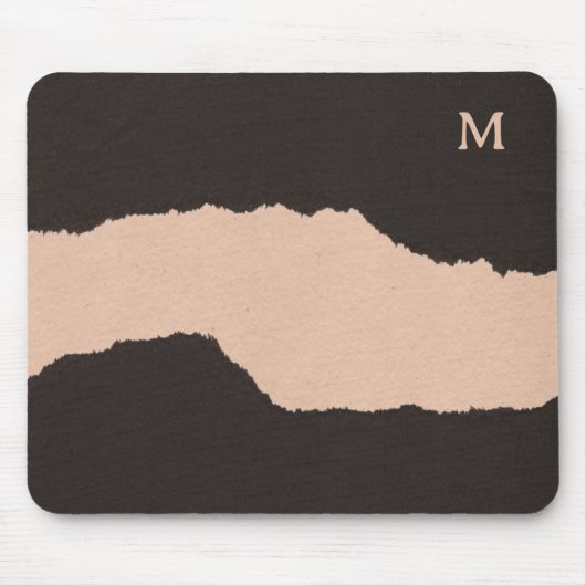 Schwarz & Beige Torn Edges Mousepad (Vorne)