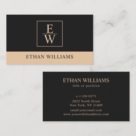 Schwarz-Beige-Visitenkarte Visitenkarte (Vorne/Hinten)