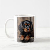 Schwarz-Bein-Cavalier-Welpe Kaffeetasse (Links)