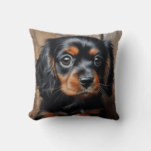 Schwarz-Bein-Cavalier-Welpe Kissen