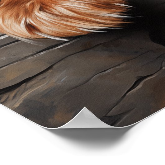 Schwarz-Bein-Cavalier-Welpe Poster (Ecke)