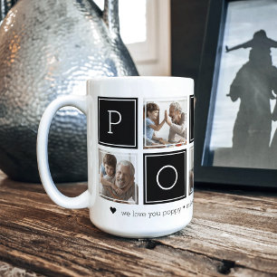 Schwarz   Benutzerdefinierte Poppy-5-Foto-Farbbloc Kaffeetasse