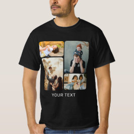 Schwarz Benutzerdefiniertes Hinzufügen von Foto-Co T-Shirt