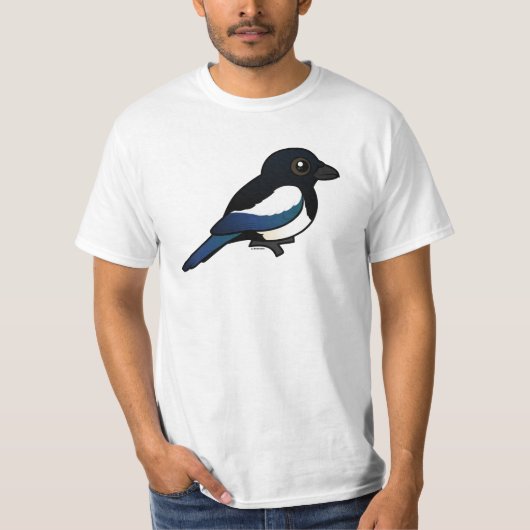 Schwarz-berechnete Elster T-Shirt (Vorderseite)