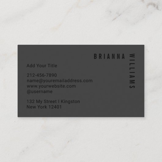 Schwarz Beruflich Monogram Einfach Moderner Minima Visitenkarte (Rückseite)