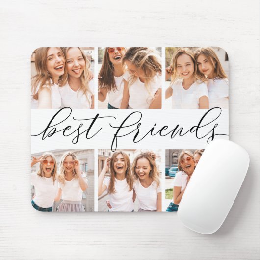 Schwarz | Best Friends Foto Collage Mouse Pad Mousepad (Mit Mouse)