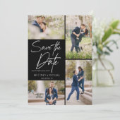 Schwarz-Bild-Collage Save The Date (Stehend Vorderseite)