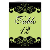 Schwarz-Birnen-Rollenkarte Tischnummer