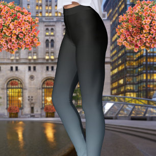 Schwarz bis Aquamarin Bue Grau Ombre Gradient Fade Leggings