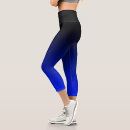 Schwarz bis Cobalt Blue Ombre Farbstoff Capri Leggings