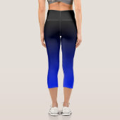 Schwarz bis Cobalt Blue Ombre Farbstoff Capri Leggings (Rückseite)
