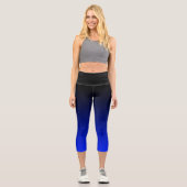 Schwarz bis Cobalt Blue Ombre Farbstoff Capri Leggings (Vorderseite)