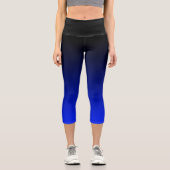 Schwarz bis Cobalt Blue Ombre Farbstoff Capri Leggings (Vorderseite)