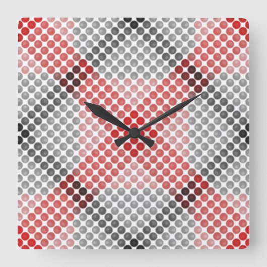 Schwarz bis Rot-Kugeln oder -Löcher, quer ausgeric Quadratische Wanduhr (Vorderseite)