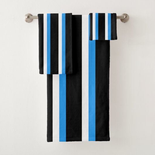 Schwarz Blassblau Weiß Streifen Badhandtuch Set (Insitu)
