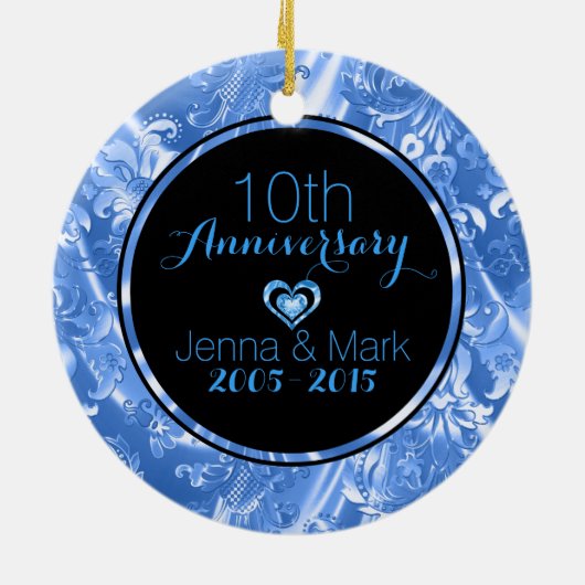 Schwarz & Blau 50. Hochzeitsszenario Keramikornament (Hinten)