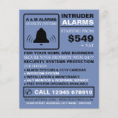 Schwarz/Blau-Alarm-Logo, Sicherheitsalarm-Service Flyer (Vorne)