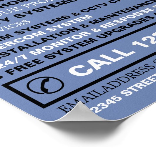 Schwarz/Blau-Alarm-Logo, Sicherheitsalarm-Service Poster (Ecke)