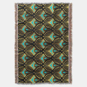 Schwarz-Blau-Art-Deco-Muster Decke (Vorderseite Vertikal)