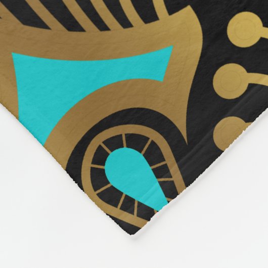 Schwarz-Blau-Art-Deco-Muster Fleecedecke (Ecke)
