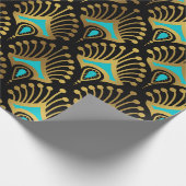 Schwarz-Blau-Art-Deco-Muster Geschenkpapier (Ecke)