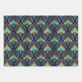 Schwarz-Blau-Art-Deco-Muster Geschenkpapier Set (Vorderseite 3)