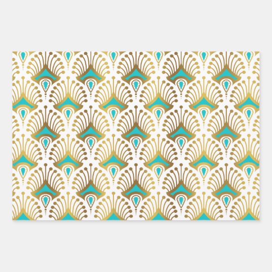 Schwarz-Blau-Art-Deco-Muster Geschenkpapier Set (Vorderseite 2)