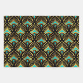 Schwarz-Blau-Art-Deco-Muster Geschenkpapier Set (Vorderseite)