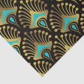 Schwarz-Blau-Art-Deco-Muster Seidenpapier (Detail)