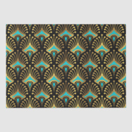 Schwarz-Blau-Art-Deco-Muster Seidenpapier