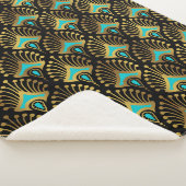 Schwarz-Blau-Art-Deco-Muster Sherpadecke (3/4)