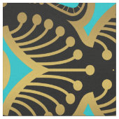 Schwarz-Blau-Art-Deco-Muster Stoff (Nahaufnahme)